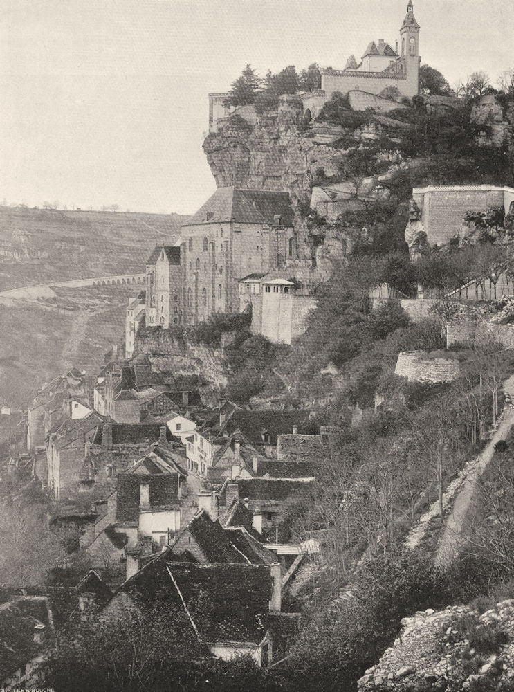 LOT. Rocamadour- Vue générale 1904 old antique vintage print picture